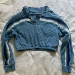 Hollister stripped cropped quarter zip long sleeve